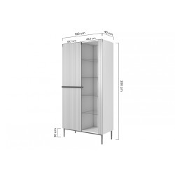 Witryna Nicole 100 cm z ryflowanym frontem - czarny mat Witryna Nicole 100 cm z ryflowanym frontem - czarny mat