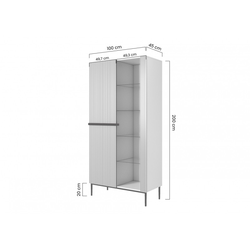 Witryna Nicole 100 cm z ryflowanym frontem - czarny mat Witryna Nicole 100 cm z ryflowanym frontem - czarny mat