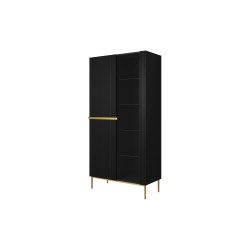 Witryna Nicole 100 cm - czarny mat, złote nóżki
