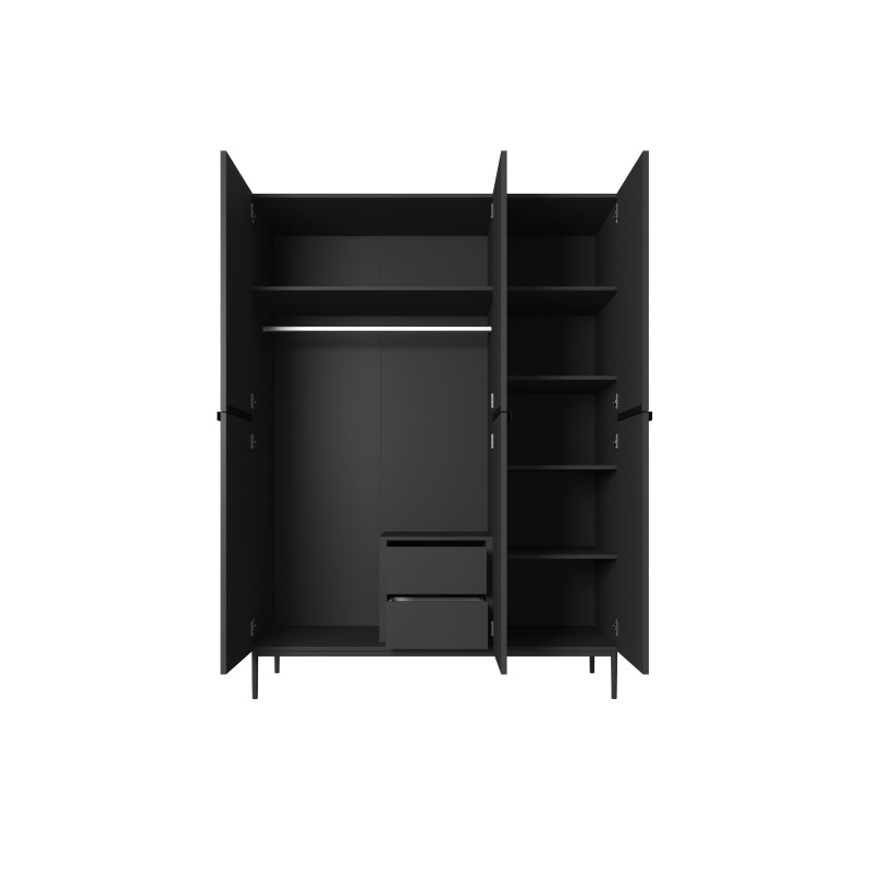 Szafa Nicole 150 cm - czarny mat, minimalistyczny design Szafa Nicole 150 cm - czarny mat, minimalistyczny design