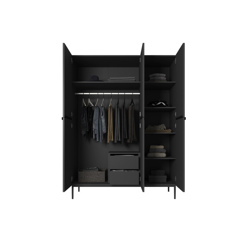 Szafa Nicole 150 cm - czarny mat, minimalistyczny design Szafa Nicole 150 cm - czarny mat, minimalistyczny design