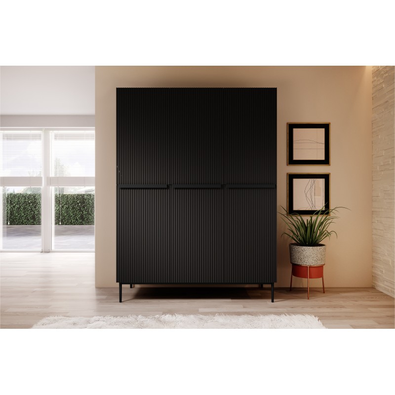 Szafa Nicole 150 cm - czarny mat, minimalistyczny design Szafa Nicole 150 cm - czarny mat, minimalistyczny design