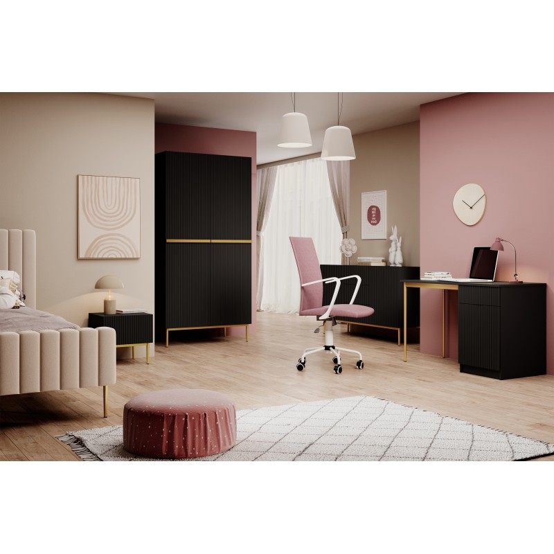 Szafa Nicole 100 cm - czarny mat / złote nóżki Szafa Nicole 100 cm - czarny mat / złote nóżki