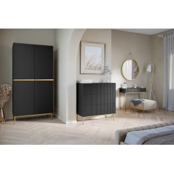Szafa Nicole 100 cm - czarny mat / złote nóżki Szafa Nicole 100 cm - czarny mat / złote nóżki