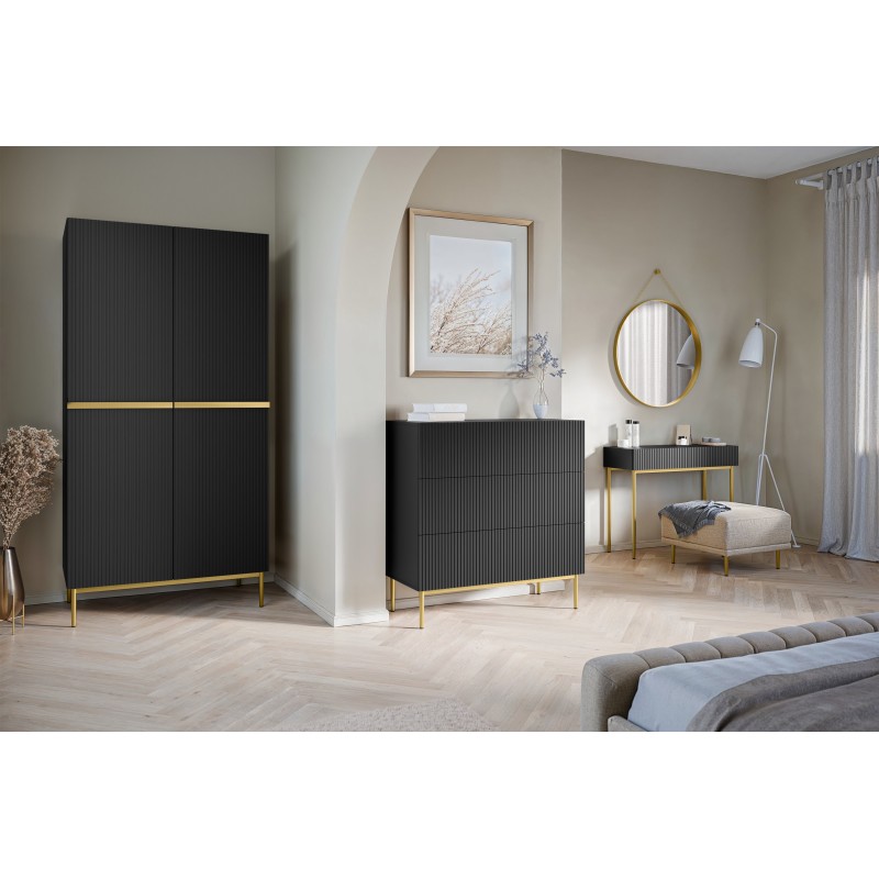 Szafa Nicole 100 cm - czarny mat / złote nóżki Szafa Nicole 100 cm - czarny mat / złote nóżki