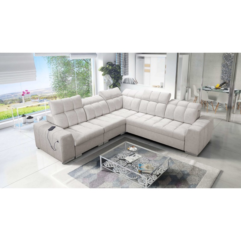 Prisma III corner sofa with sleeping function and USB port – comfort and style in one piece of furniture Prisma III corner sofa with sleeping function and USB port – comfort and style in one piece of furniture
