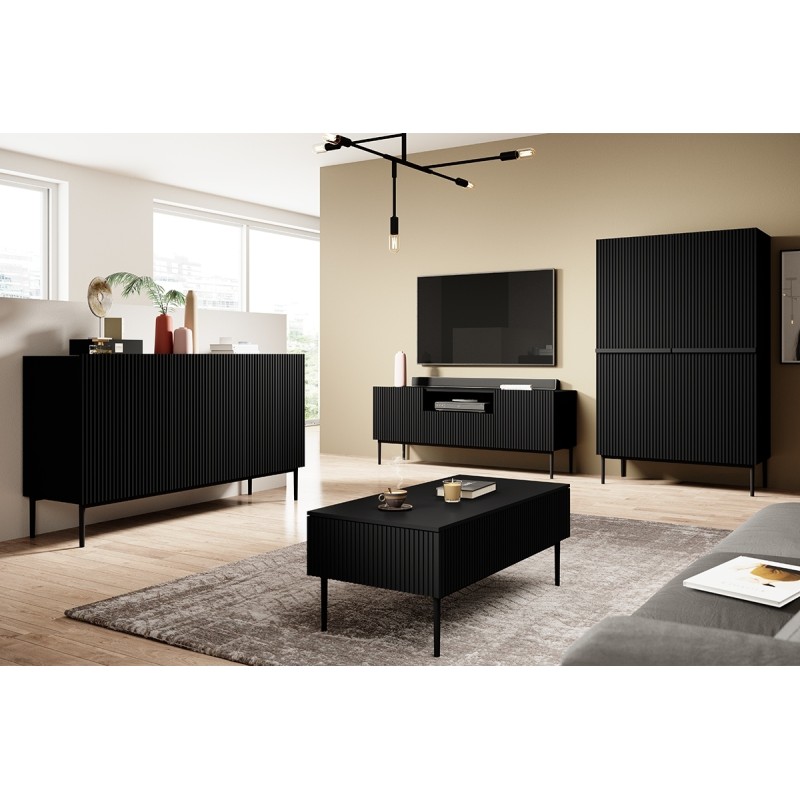 Kredens Nicole 100 cm - czarny mat / czarne nóżki Kredens Nicole 100 cm - czarny mat / czarne nóżki