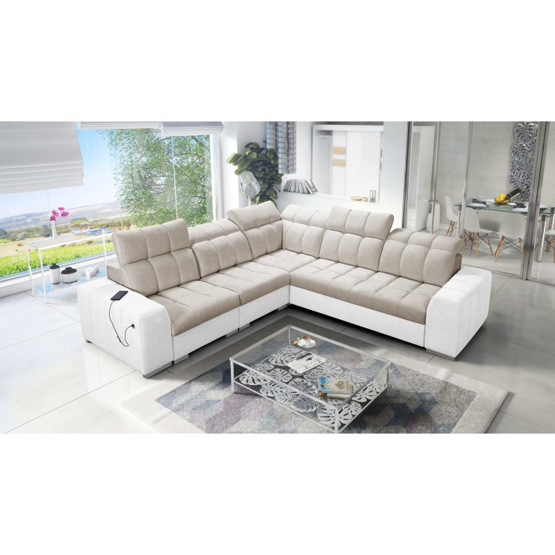 Prisma III corner sofa with sleeping function and USB port – comfort and style in one piece of furniture Prisma III corner sofa with sleeping function and USB port – comfort and style in one piece of furniture