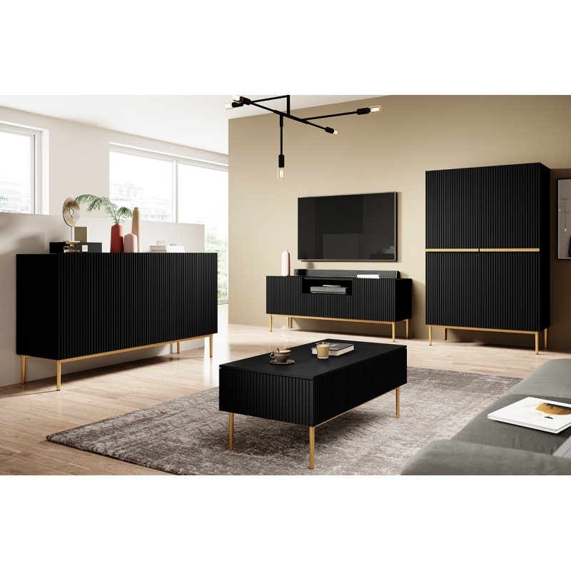 Kredens Nicole 100 cm - czarny mat / złote nóżki Kredens Nicole 100 cm - czarny mat / złote nóżki