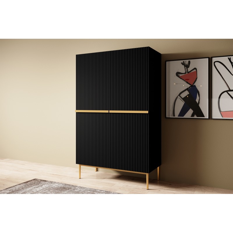 Kredens Nicole 100 cm - czarny mat / złote nóżki Kredens Nicole 100 cm - czarny mat / złote nóżki