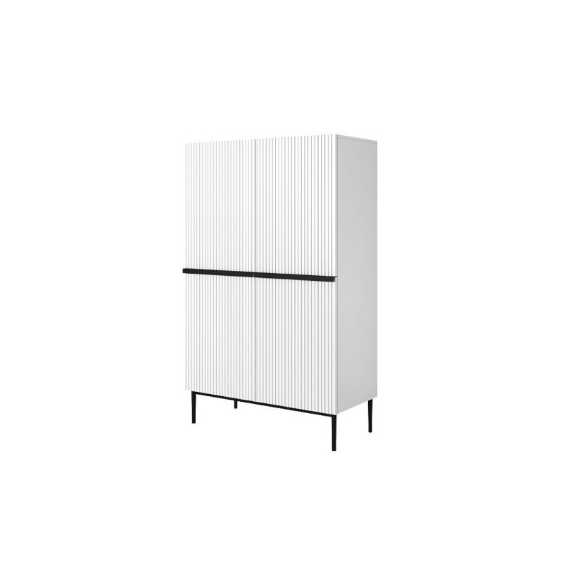 Kredens Nicole z metalowymi uchwytami i nogami 100 cm - biały mat / czarne nóżki Kredens Nicole z metalowymi uchwytami i nogami 100 cm - biały mat / czarne nóżki