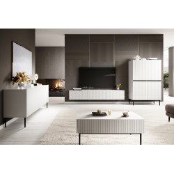 Kredens Nicole z metalowymi uchwytami i nogami 100 cm - biały mat / czarne nóżki Kredens Nicole z metalowymi uchwytami i nogami 100 cm - biały mat / czarne nóżki