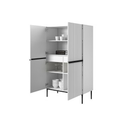 Kredens Nicole z metalowymi uchwytami i nogami 100 cm - biały mat / czarne nóżki Kredens Nicole z metalowymi uchwytami i nogami 100 cm - biały mat / czarne nóżki