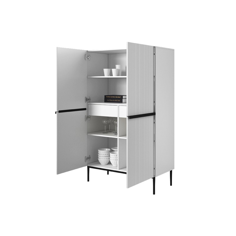 Kredens Nicole z metalowymi uchwytami i nogami 100 cm - biały mat / czarne nóżki Kredens Nicole z metalowymi uchwytami i nogami 100 cm - biały mat / czarne nóżki
