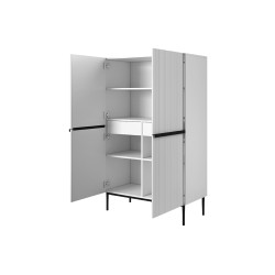 Kredens Nicole z metalowymi uchwytami i nogami 100 cm - biały mat / czarne nóżki Kredens Nicole z metalowymi uchwytami i nogami 100 cm - biały mat / czarne nóżki