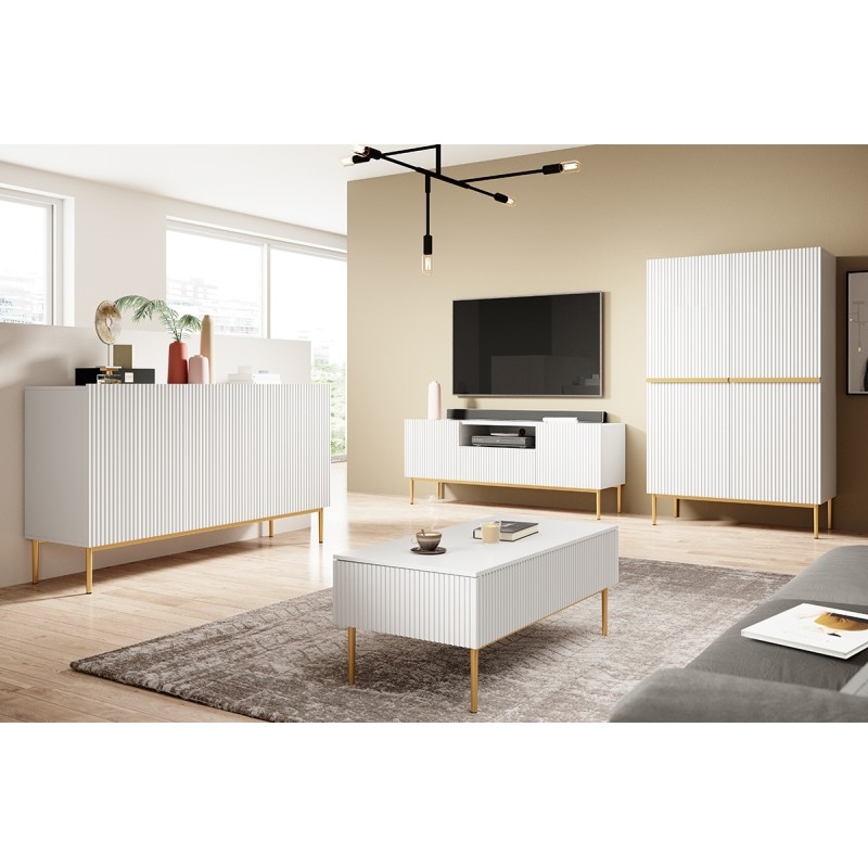 Kredens Nicole 100 cm - biały mat / złote nóżki Kredens Nicole 100 cm - biały mat / złote nóżki