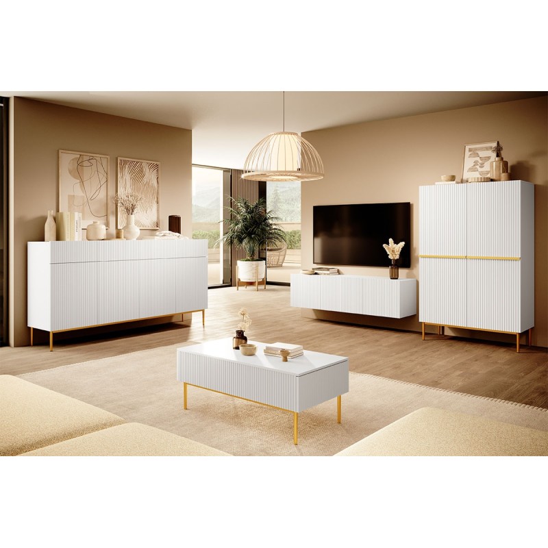 Kredens Nicole 100 cm - biały mat / złote nóżki Kredens Nicole 100 cm - biały mat / złote nóżki