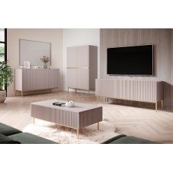 Kredens Nicole 100 cm z metalowymi uchwytami i nogami - antyczny róż / złote nóżki Kredens Nicole 100 cm z metalowymi uchwytami i nogami - antyczny róż / złote nóżki