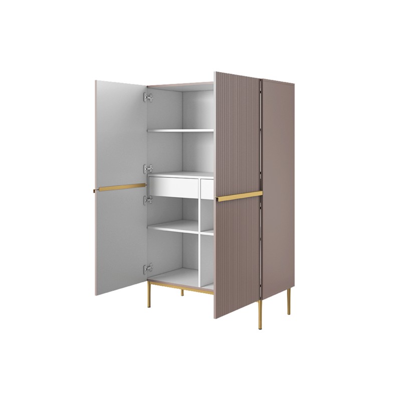 Kredens Nicole 100 cm z metalowymi uchwytami i nogami - antyczny róż / złote nóżki Kredens Nicole 100 cm z metalowymi uchwytami i nogami - antyczny róż / złote nóżki