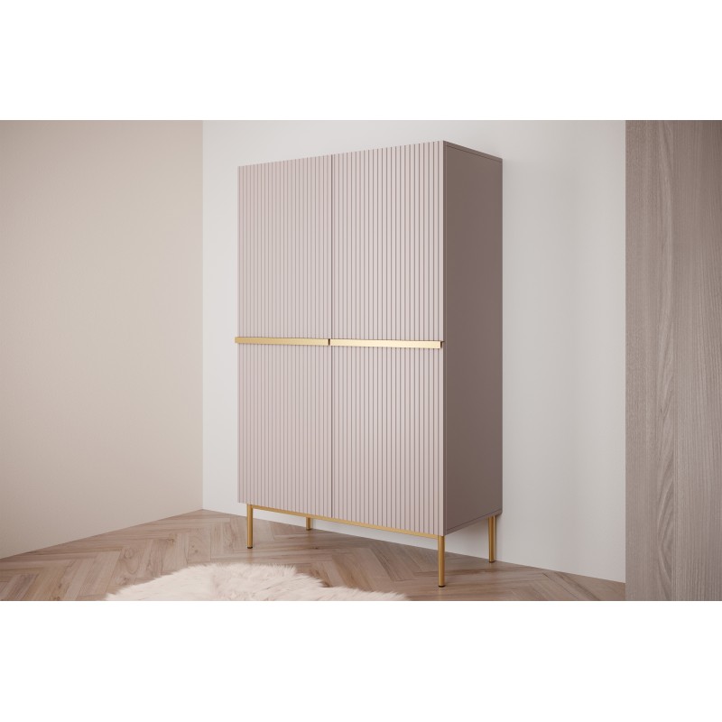 Kredens Nicole 100 cm z metalowymi uchwytami i nogami - antyczny róż / złote nóżki Kredens Nicole 100 cm z metalowymi uchwytami i nogami - antyczny róż / złote nóżki