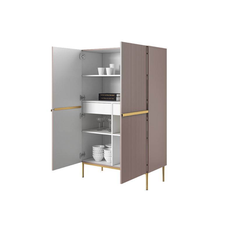 Kredens Nicole 100 cm z metalowymi uchwytami i nogami - antyczny róż / złote nóżki Kredens Nicole 100 cm z metalowymi uchwytami i nogami - antyczny róż / złote nóżki