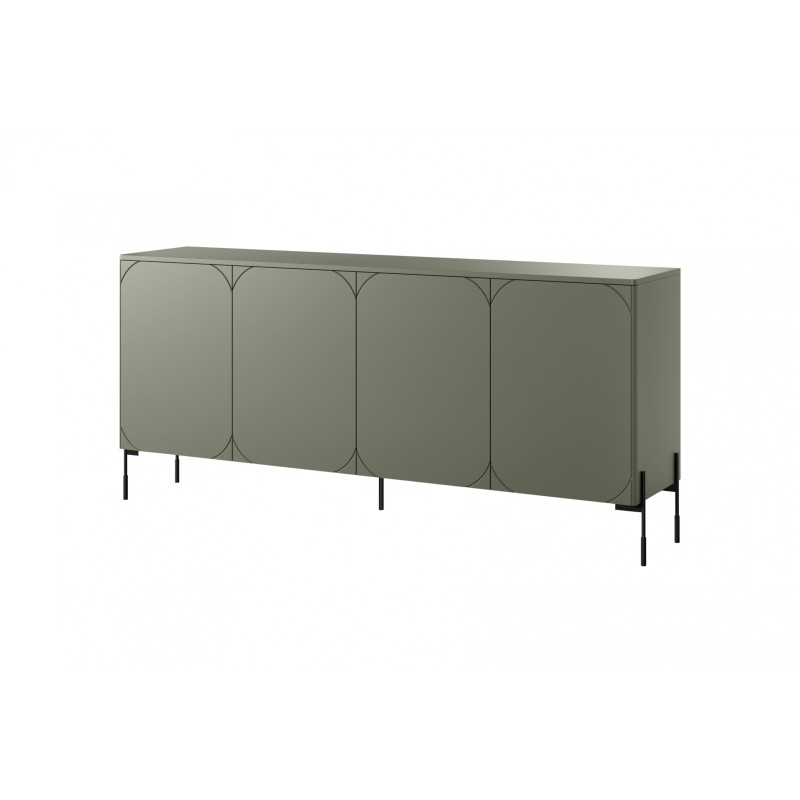 Komoda czterodrzwiowa Sonatia na metalowych nogach 200 cm - oliwka Komoda czterodrzwiowa Sonatia na metalowych nogach 200 cm - oliwka