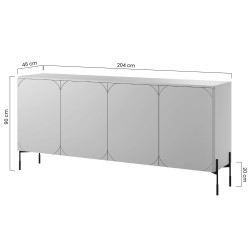 Komoda czterodrzwiowa Sonatia na metalowych nogach 200 cm - oliwka Komoda czterodrzwiowa Sonatia na metalowych nogach 200 cm - oliwka