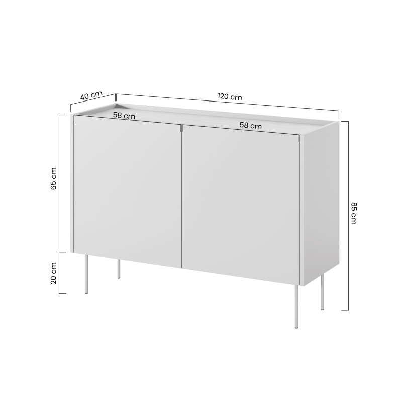Komoda Desin 120 cm z metalowymi nogami - oliwka / dąb nagano Komoda Desin 120 cm z metalowymi nogami - oliwka / dąb nagano