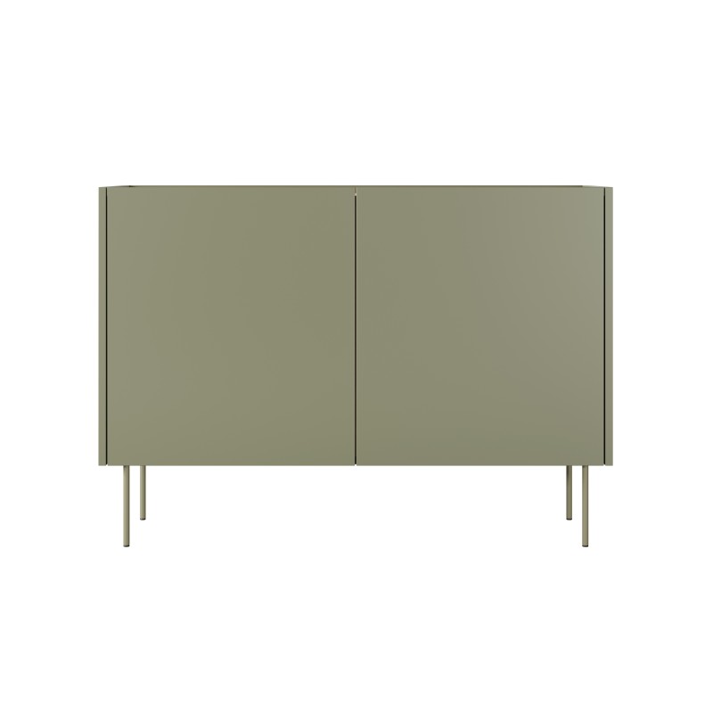 Komoda Desin 120 cm z metalowymi nogami - oliwka / dąb nagano Komoda Desin 120 cm z metalowymi nogami - oliwka / dąb nagano