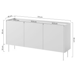 Komoda Desin z 2 ukrytymi szufladami i metalowymi nogami 170 cm - ceramic red / dąb nagano Komoda Desin z 2 ukrytymi szufladami i metalowymi nogami 170 cm - ceramic red / dąb nagano