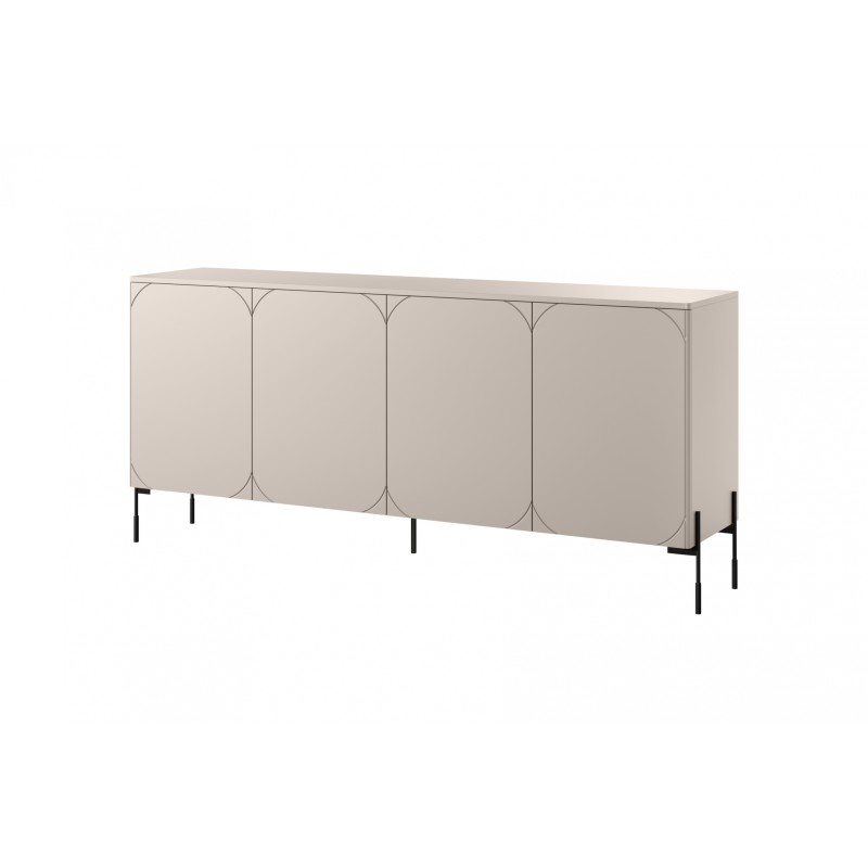 Komoda czterodrzwiowa na metalowych nogach Sonatia 200 cm - kaszmir Komoda czterodrzwiowa na metalowych nogach Sonatia 200 cm - kaszmir