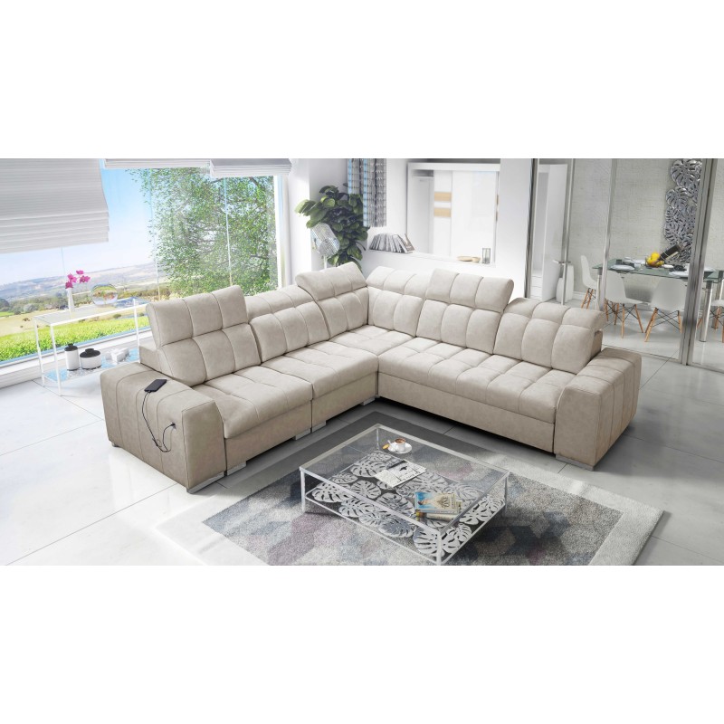 Prisma III corner sofa with sleeping function and USB port – comfort and style in one piece of furniture Prisma III corner sofa with sleeping function and USB port – comfort and style in one piece of furniture