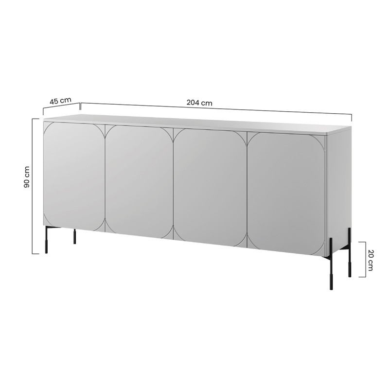 Komoda czterodrzwiowa z czterema ukrytymi szufladami Sonatia 200 cm - kaszmir Komoda czterodrzwiowa z czterema ukrytymi szufladami Sonatia 200 cm - kaszmir