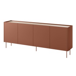 Komoda Desin 220 cm - ceramic red / dąb nagano