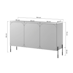 Komoda trzydrzwiowa Sonatia na metalowych nogach 150 cm - oliwka Komoda trzydrzwiowa Sonatia na metalowych nogach 150 cm - oliwka