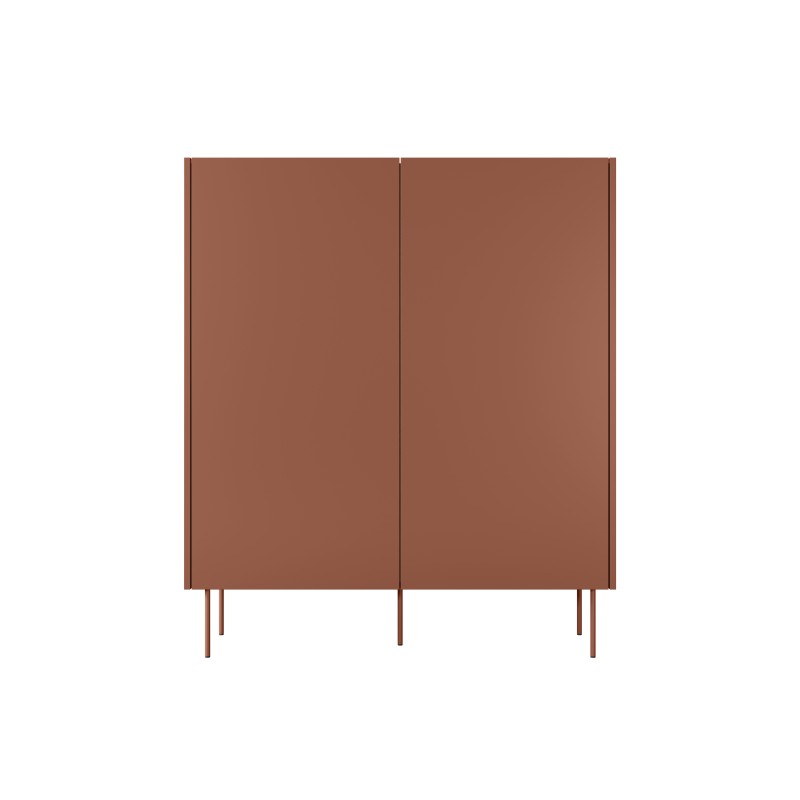 Kredens Desin 120 cm z ukrytymi szufladami i metalowymi nogami - ceramic red / dąb nagano Kredens Desin 120 cm z ukrytymi szufladami i metalowymi nogami - ceramic red / dąb nagano