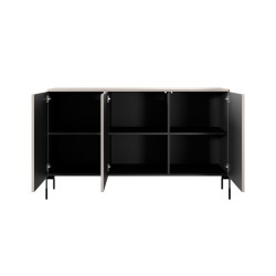 Komoda trzydrzwiowa Sonatia na metalowych nogach 150 cm - kaszmir Komoda trzydrzwiowa Sonatia na metalowych nogach 150 cm - kaszmir