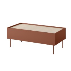 Stolik kawowy Desin 120 cm - ceramic red / dąb nagano