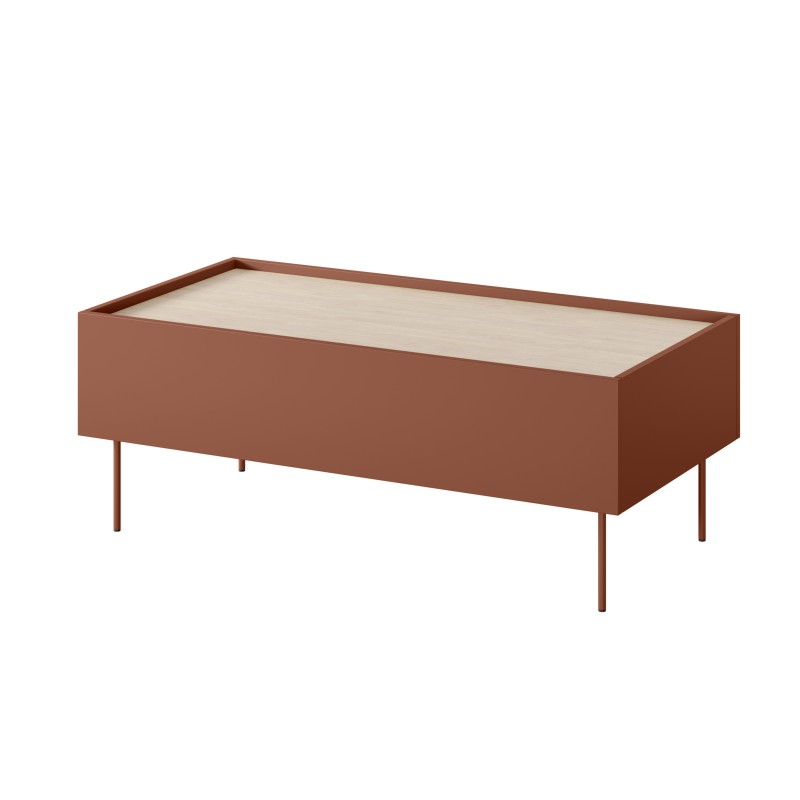 Stolik kawowy Desin 120 cm z szufladami - ceramic red / dąb nagano Stolik kawowy Desin 120 cm z szufladami - ceramic red / dąb nagano