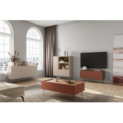 Stolik kawowy Desin 120 cm z szufladami - ceramic red / dąb nagano Stolik kawowy Desin 120 cm z szufladami - ceramic red / dąb nagano