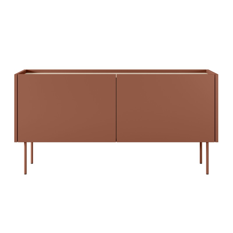 Szafka RTV Desin 120 cm z metalowymi nogami - czerwony / ceramic red / dąb nagano Szafka RTV Desin 120 cm z metalowymi nogami - czerwony / ceramic red / dąb nagano