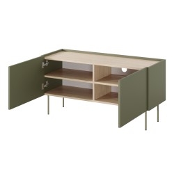 Szafka RTV Desin 120 cm z metalowymi nogami - oliwka / dąb nagano Szafka RTV Desin 120 cm z metalowymi nogami - oliwka / dąb nagano