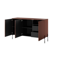 Komoda trzydrzwiowa z dwoma ukrytymi szufladami Sonatia 150 cm - burgund Komoda trzydrzwiowa z dwoma ukrytymi szufladami Sonatia 150 cm - burgund