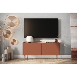 Szafka RTV Desin 120 cm z ukrytą szufladą - ceramic red / dąb nagano Szafka RTV Desin 120 cm z ukrytą szufladą - ceramic red / dąb nagano