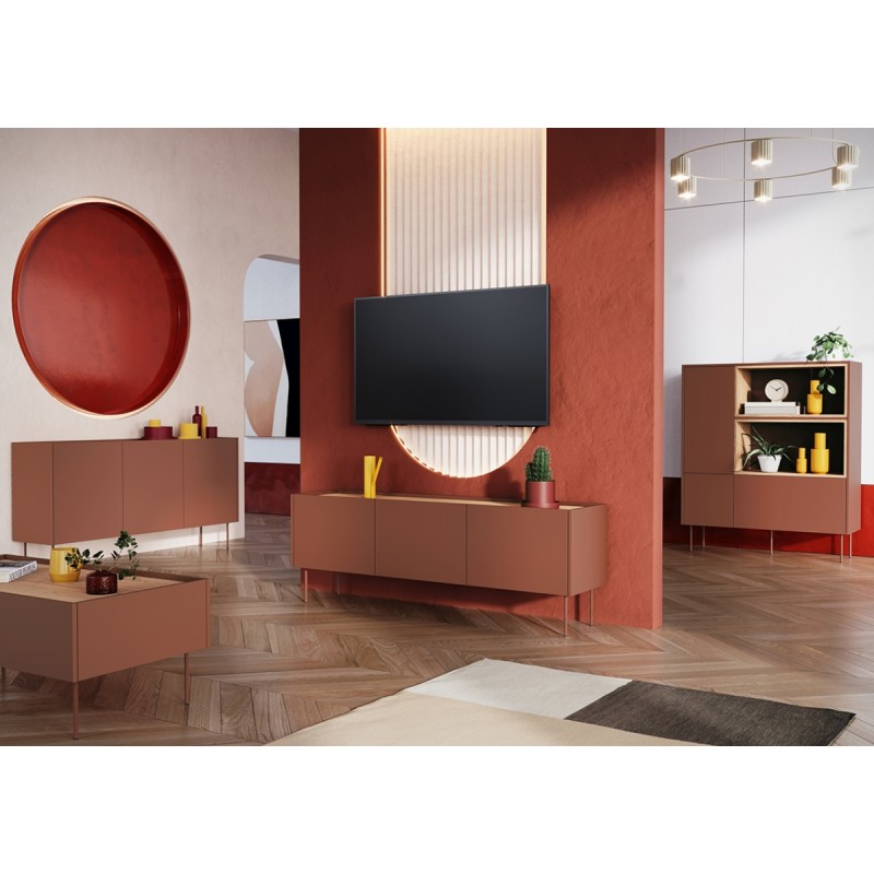 Szafka RTV Desin 170 cm - ceramic red / dąb nagano Szafka RTV Desin 170 cm - ceramic red / dąb nagano