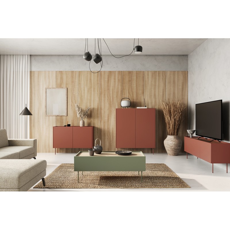Szafka RTV Desin 170 cm - ceramic red / dąb nagano Szafka RTV Desin 170 cm - ceramic red / dąb nagano