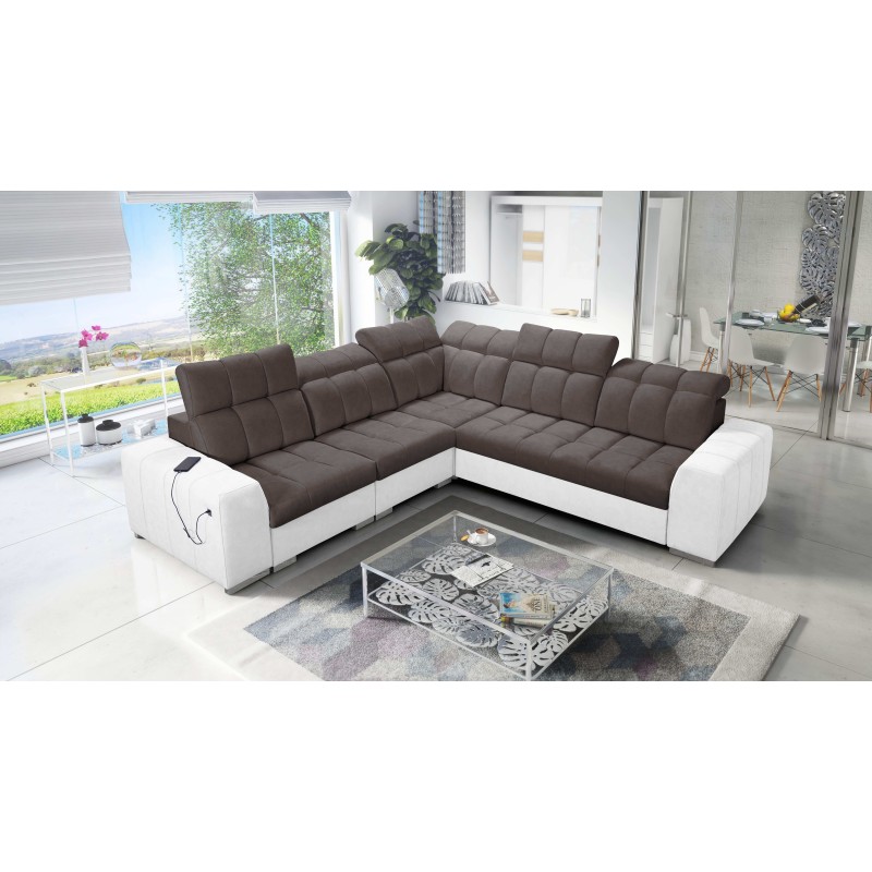 Prisma III corner sofa with sleeping function and USB port – comfort and style in one piece of furniture Prisma III corner sofa with sleeping function and USB port – comfort and style in one piece of furniture
