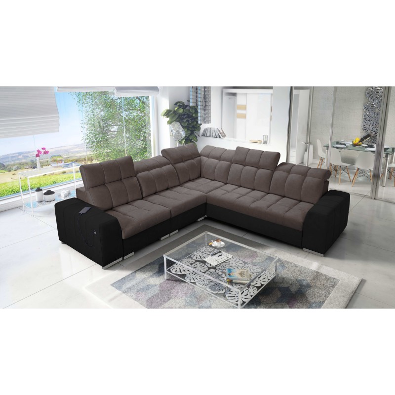 Prisma III corner sofa with sleeping function and USB port – comfort and style in one piece of furniture Prisma III corner sofa with sleeping function and USB port – comfort and style in one piece of furniture