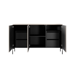 Komoda trzydrzwiowa z czterema ukrytymi szufladami Sonatia 150 cm - kaszmir Komoda trzydrzwiowa z czterema ukrytymi szufladami Sonatia 150 cm - kaszmir