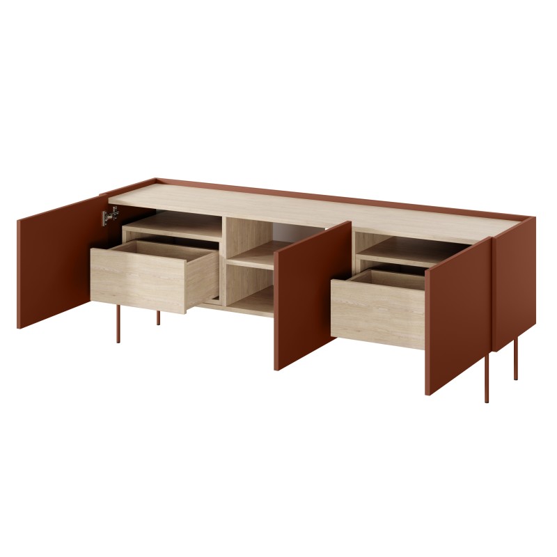 Szafka RTV Desin 170 cm - ceramic red / dąb nagano Szafka RTV Desin 170 cm - ceramic red / dąb nagano